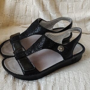 ALEGRIA Black Leather Sandals 41 Excellent Condition